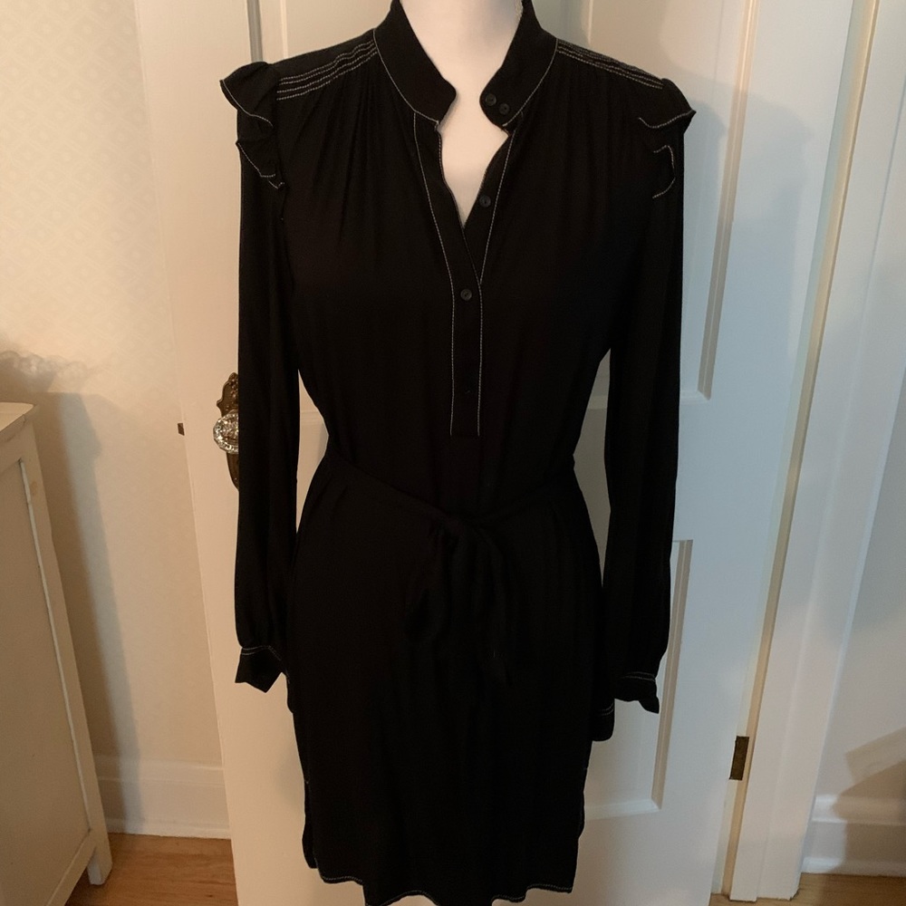 Joie long sleeve black tie dress